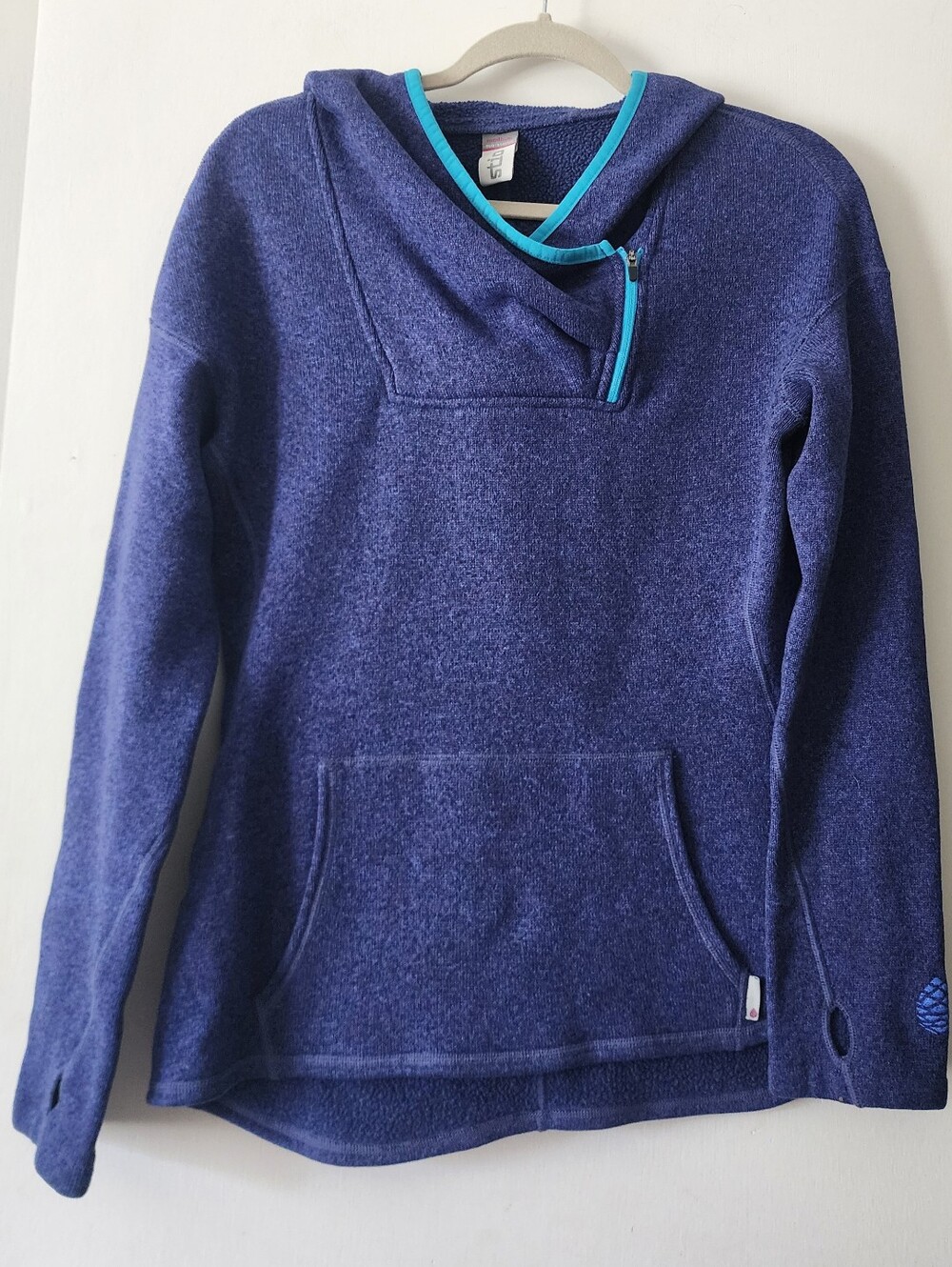 Stio Women’s M Deep Blue Teal Fleece Pullover Hoodie 1/4 Zip Pockets Outdoor